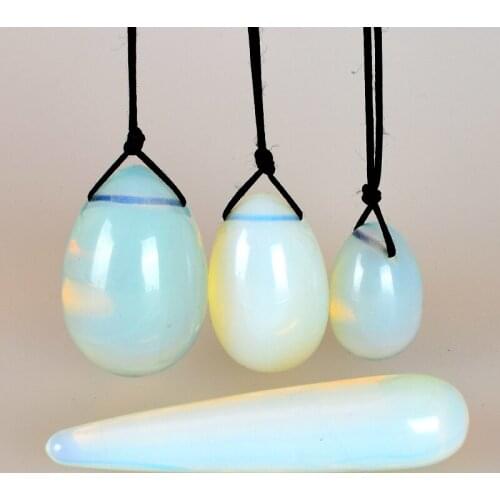Drilled Yoni Eggs with Yoni Wand Set From Handmade Opalite for Women Kegel Exercise Tightening Vaginal Muscle Ben Wa Ball