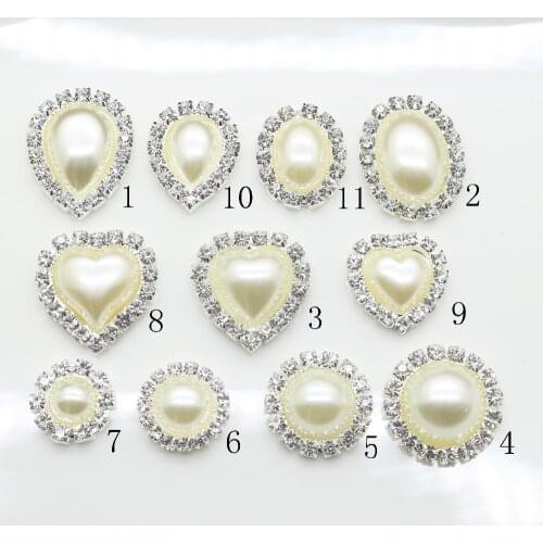 Hot 10 pcs/set Silver Round Rhinestones Buttons Pearl Button Wedding Decoration Diy Buckles Diamante Crystal