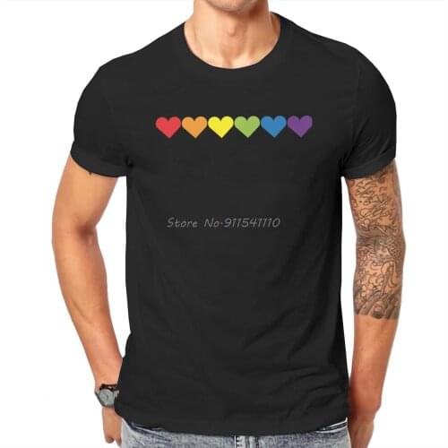 Rainbow Pride Hearts Essential Tshirt Top Graphic Men Classic Homme Summer Mens Clothes Cotton Harajuku T Shirt