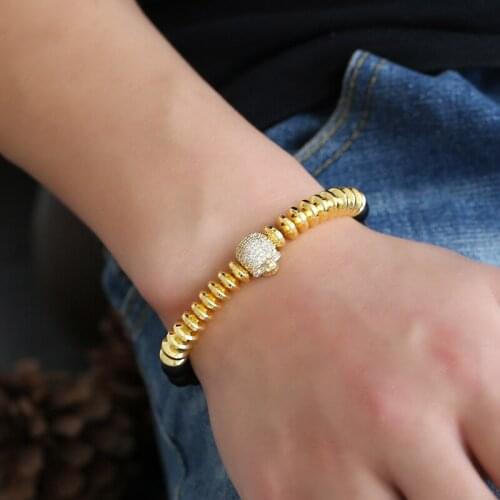 Multicolour Black Gallstone Spacers Pumice Stone Beads Bracelet Bangle Micro Inset Skull Accessories Jewelry for Women Men