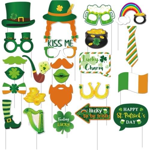 St.Patricks Day Photo Booth Props Kit Shamrock Photo Booth Props for Saint Pattys Day Party Favors Irish Party Decor Supplies