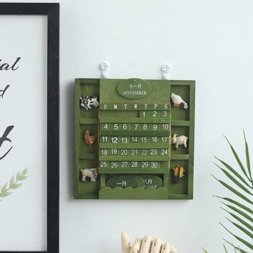 Retro Rustic Wall Hanging Wooden Manual Square Calendar Crafts Home Decor Gift