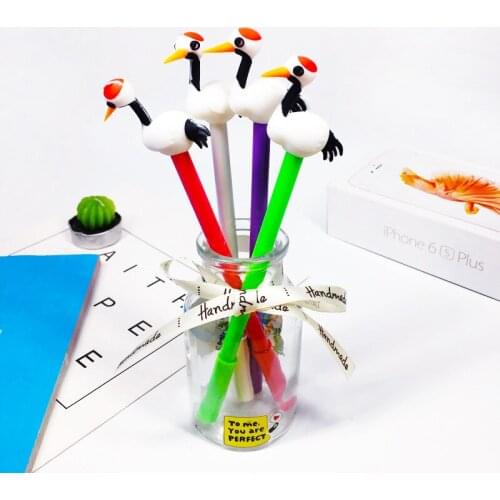 36PCS Korean Creative Water Pen 0.5mm Signature Pen Cute Red-Crowned Crane Gel Pen Kawaii School Supplies Stationery