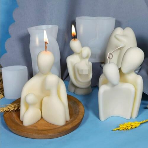 DIY Candle Silicone Mold Warm Hug Family Aromatic Plaster Candle Soap Making Couple Love Candle Molds Wedding Gifts Home Decor