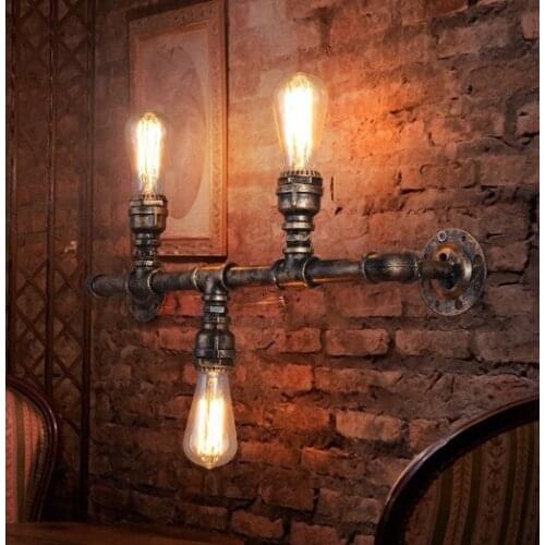 Loft Style Water Pipe Lamp Industrial Vintage Wall Light Fixtures Creative Edison Wall Sconce Indoor Lighting Lampara Pared