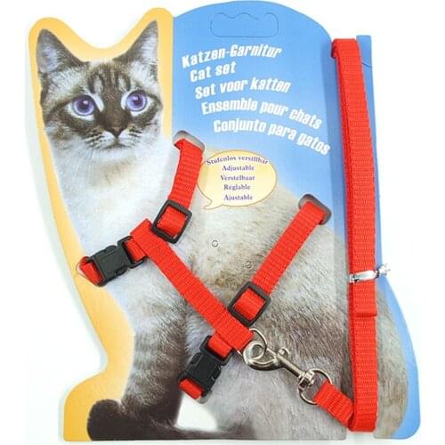 XPangle Adjustable Cat Harness Leash Set Nylon Kitten Pet Cat Leashes Rope for Puppies Walking Chest Strap Pet Product 9 Colors