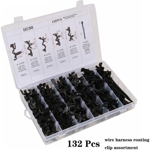 TAIHONGYU 132 Pcs Automotive Wire Harness Routing Clip Assortment 3/8" To 3/4" Loom Fit For GM