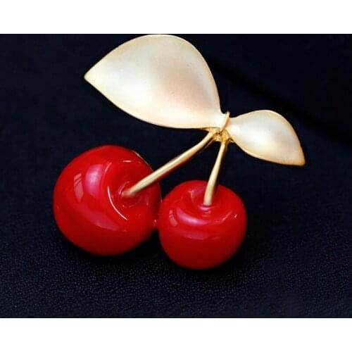 Cherry Brooch Women Men Jewelry Vintage Peacock Enamel Fruit Corsage Gifts Pins W2952001