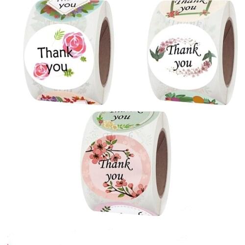 1.5 inch 500 pcs/roll thank you for lovely flowers, high-quality labels, baking gift cards, parties, gift wrapping stick