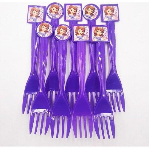 10pc Plastic Forks Sofia Party Supplies Cartoon Theme Birthday Christmas Festival Party Decoration For Kids Event Party Favors
