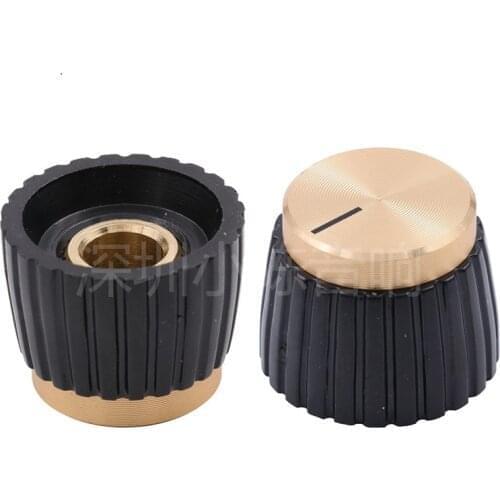 2 Pieces Golden Speaker Guitar Effector Knob Cap Audio Tone Potentiometer Rotary Switch Knob Flower Shaft Hole