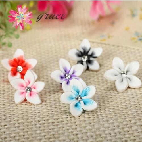 25pcs/lots 18mm Flat Back Lovely Polymer Clay Flowers Beads Diy Hair Jewelry Accessories Mobile Phone Handicrafts Materials