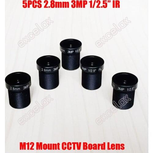 5PCS/Lot 3MP 1/2.5" IR 2.8mm 160 Degrees Wide Angle View CCTV Fixed Board Lens M12 MTV Mount for Analog IP Camera Module