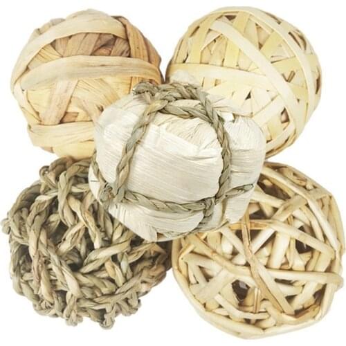 5pcs Grass Ball Cat Toy Small Animals Rabbit Hamster Teeth Cleaning Toy Durable Pet Bite Resistant Chewing Toys Pet Products