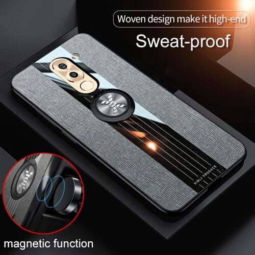 Prime Luxury Cloth Fabric Case for Huawei Honor 6X GR5 2017 Mate 9 Lite Coque Capa Honor6X Mate9Lite Bag Ring Holder Stand Cover