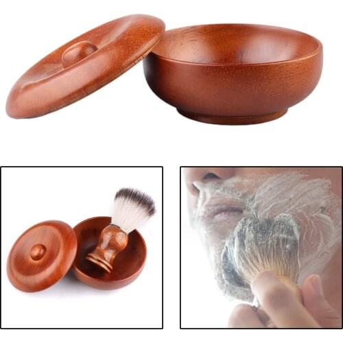 Wooden Shaving Soap Bowl with Cover Lathering Shave Soap Face Cleaning Shaving Hair Removal Shaving Brushes Mugs