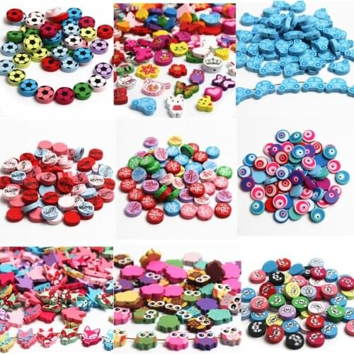 Mixed Sale Wooden Beads 20pcs Multicolor Mixed Spacer Beading Wood Beads for Jewelry Making DIY Baby Pacifier clip Rattle
