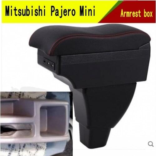 For Pajero Mini armrest box central Store content box with cup holder ashtray decoration products With USB interfac