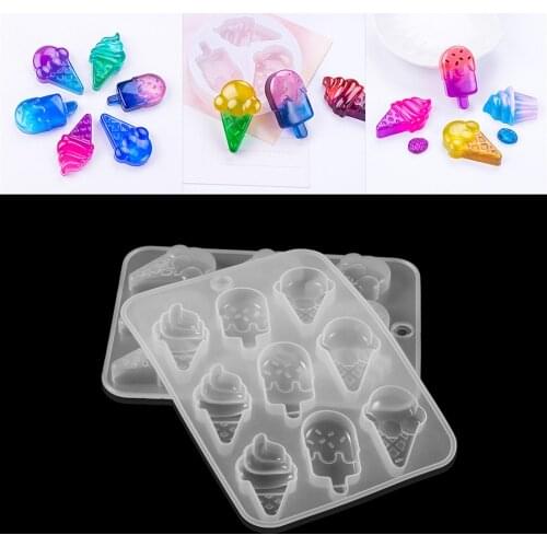 Crystal Ice Cream Shape Silicone Mold Pendants UV Epoxy Resin Mould for DIY Crafts Jewelry Pendant Making Accessories Tools