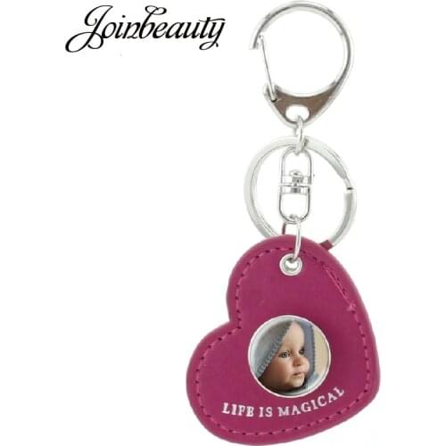 JOINBEAUTY Creative Custom Heart Leather Keychain Fashion Personalise Keychains Car key Rings Holder Women Bag Decoration NA01