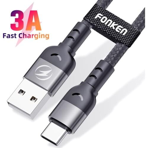 FONKEN USB C Cable Mobile Phone Charger Cable Type C Fast Charge Cable For Samsung s21 s20 A51 Xiaomi Mi 11 redmi note 10 Pro