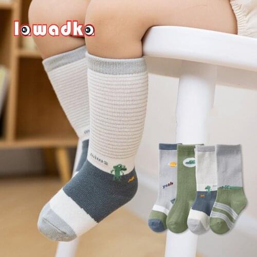 Lawadka 4Pairs/Set Cotton Newborn Baby Girl Boys Socks Autumn Winter Infant Toddler Soft Cartoon Floor Sock For Girls 0-3Years