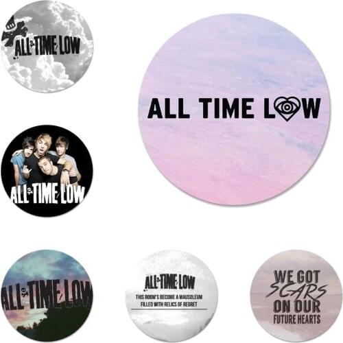 58mm All Band Logo FOB ALL TIME LOW Icons Pins Badge Decoration Brooches Metal Badges For Clothes Backpack Decoration