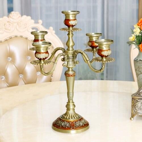 Metal Candlestick Vintage European Ornaments Wedding Centerpiece Romantic Dinner Candle Holder Bougeoir Table Decoration ED50ZT