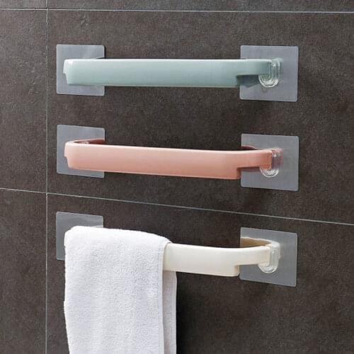 Multifunction Bathroom Towel Rail Hanger Self Adhesive Hanging Hooks Holder Wall Storage For Towel Rack Home Accessories