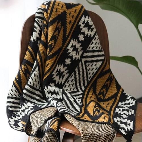 Soft Blankets Sofa Throw Blanket with Tassels Knitted Wool Sofa Decorative Acrylic Mats Warm Thread Blanket Textiles Almofadas