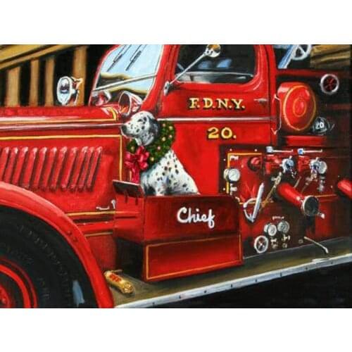 GLymg Diy Diamond Embroidery Full Drill 5d Diamond Painting Kit Red Christmas Chief Red Car Christmas Decorations For Home