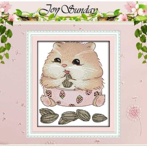 A hamster eating melon seed counted Cross Stitch 11CT 14CT Cross Stitch Set Wholesale DIY Cross-stitch Kit Embroidery Needlework