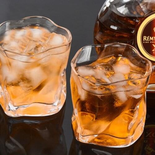 Set of 2-250ml creative irregular shaped fashion whiskey shot wine glass transparent party beer wine glass cups GLA-77