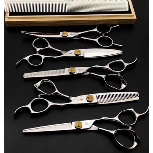 6 Professional Hair Salon Structure Scissors Set Cutting Barber Haircut Thinning Shear Scissors Hairdressing Hair Tools Scissors