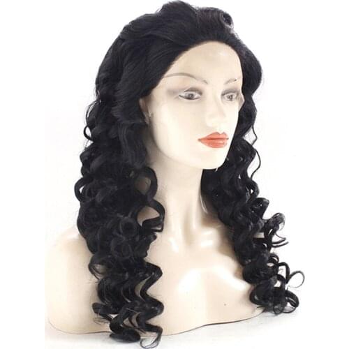 Natural Hairline Deep Loose Wave Black/Red/Burgundy Pre Plucked Heat Resistant Lace Front Wigs Synthetic Hair for Black Women