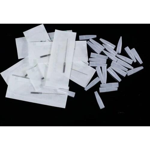 Tattoo Disposable Sterilized Professional PMU Needles + Needle Tips For Eyebrow Pen Machine Permanent Makeup Kit Accessories