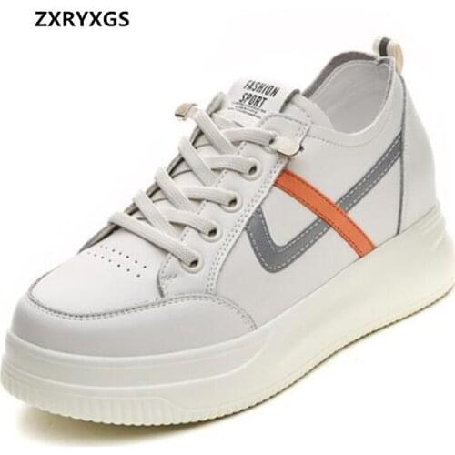 Promotion 2021 New Spring Spell Colors Women Shoes Casual Sneakers Platform Light Fashion Casual Shoes Genuine Leather Shoes