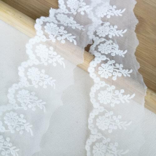 19yards/lot 5cm Mesh cotton embroidery Lace ribbon Dress edge decoration DIY Garment material Needlework sewing accessories 476