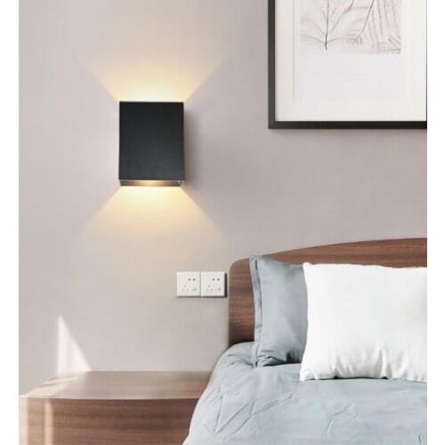 12W LED Indoor Square Aluminum Wall Lamp Frosted Black and White Bedroom Living Room Aisle Corridor Home Decoration LP22