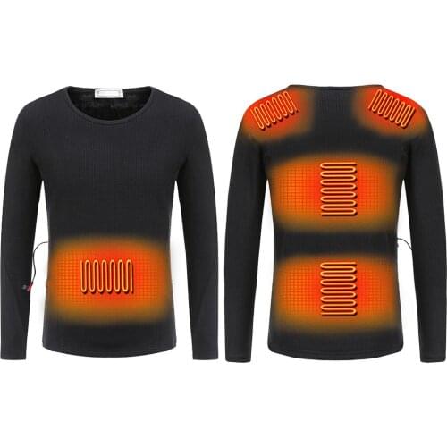 2020 Men Women USB Electric Heated Thermal Long Sleeve 5 Areas Insulated Heating Underwear Washable Winter Skiing Warm Clothes