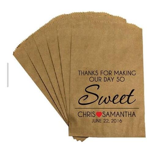 Custom name Rustic Victorian "Sweet Day" wedding popcorn candy Buffet lolly bags birthday Bakery Cookie goody gift Favors