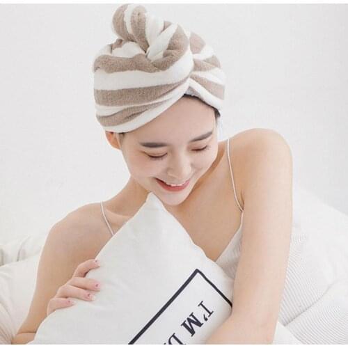 Microfibre After Shower Hair Drying Wrap Womens Girls Turban Hair Hat Ladys Towel Quick Head Cap Accessories Wrap Dry Bath U0W2