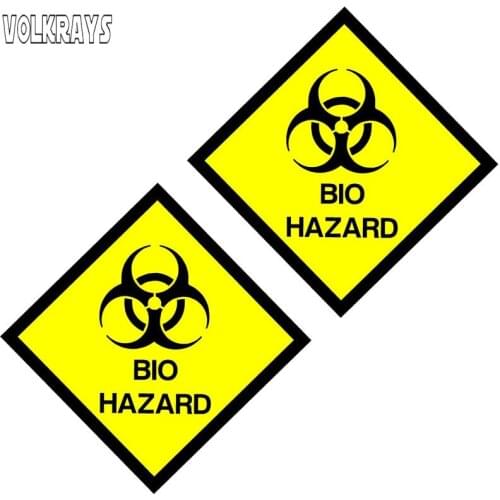 Volkrays Funny 2X Car Sticker Bio Hazard Sign Warning Mark Accessories Watrproof PVC Decal for Lada Priora Honda Fit,10cm*10cm