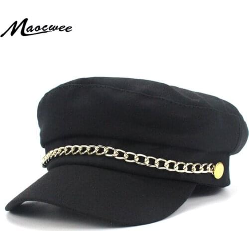 Girl Army Hats Sailor Hats Women Newsboy Plain Fitted Hats Solid Color Black Military Cap Summer Spring Autumn Army Beret Caps