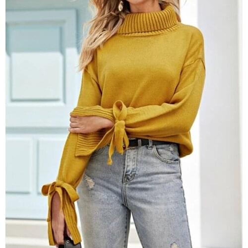 2020 Autumn Winter Warm Ginger Womens Sweater Turtleneck Women Clothing Casual Loose Long Sleeve Pullover Knitwear Jacket