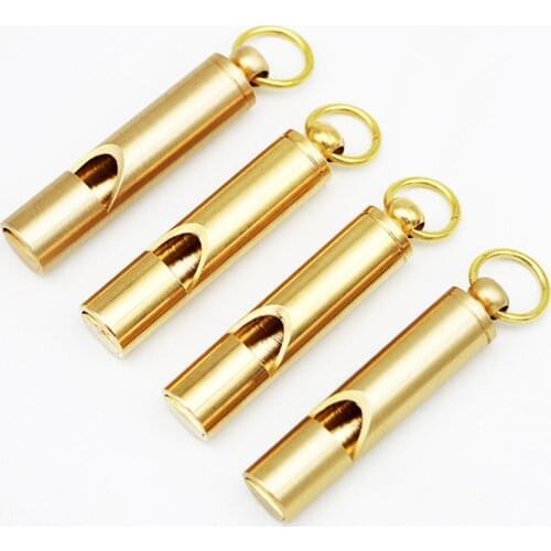 Gold Whistles Mini Size Whistle of Survival Multi Keychain Brass Material Cheerleading Souvenir Emergency Siren Camping Hiking