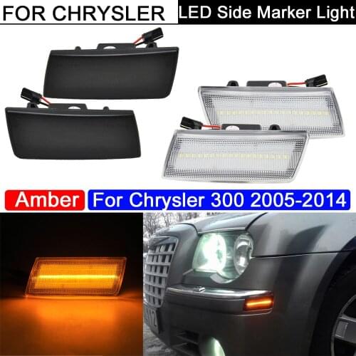 1 Pair For Chrysler 300 2005-2014 Clear/Smoked Lens Front Bumper Amber LED Side Marker Lamp Turn Signal indicator Lights