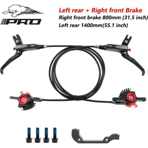 1 Pair Bike Line Pulling Hydraulic Disc Brake Calipers High-strength Aluminum Alloy Front Rear 800/1400mm Brake for MTB Bicycle