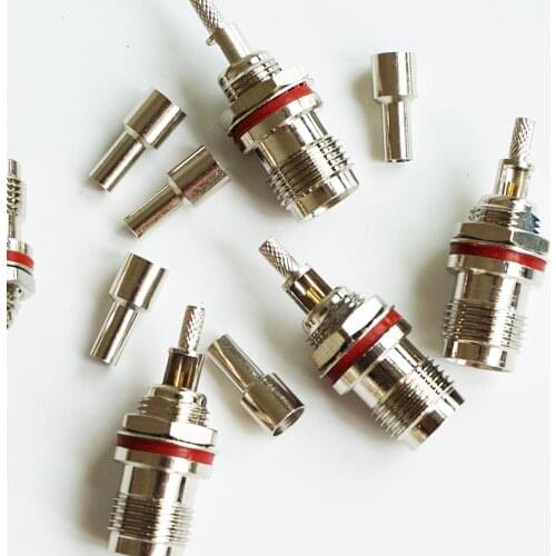 1 Pcs RF Connector TNC Female Window jack With O-ring Bulkhead Panel Nut Crimp for RG316 RG174 RG179 LMR100 Cable plug