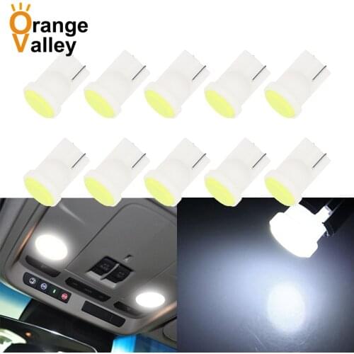 10PCS T10 COB W5W Car Interior LED Wedge Door Instrument Side Bulb License Plate Lamp Car Light 7-Colors Source DC 12V